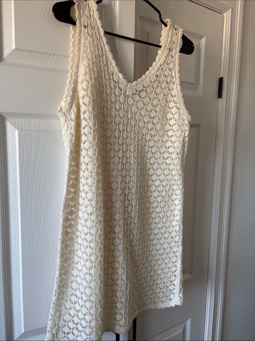 Zara Cream Crochet V-Neck Sleeveless Dress